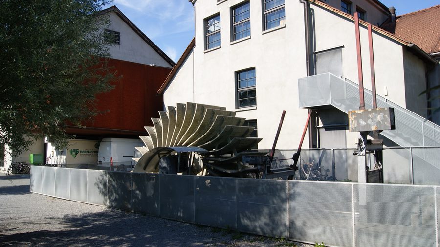 Small hydropower plant with a Zuppinger waterwheel in Stadtgarten, Dornbirn